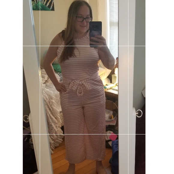*1 XL LEFT!!* Blush Striped Capri Jumpsuit Romper - Picture 2 of 3